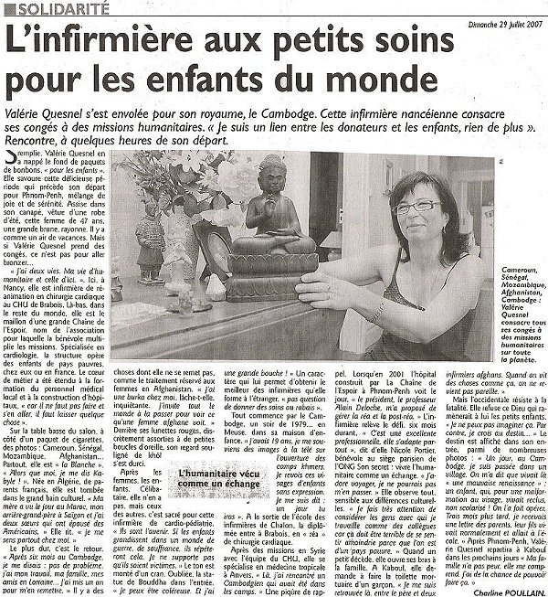 Article infirmire au Cambodge