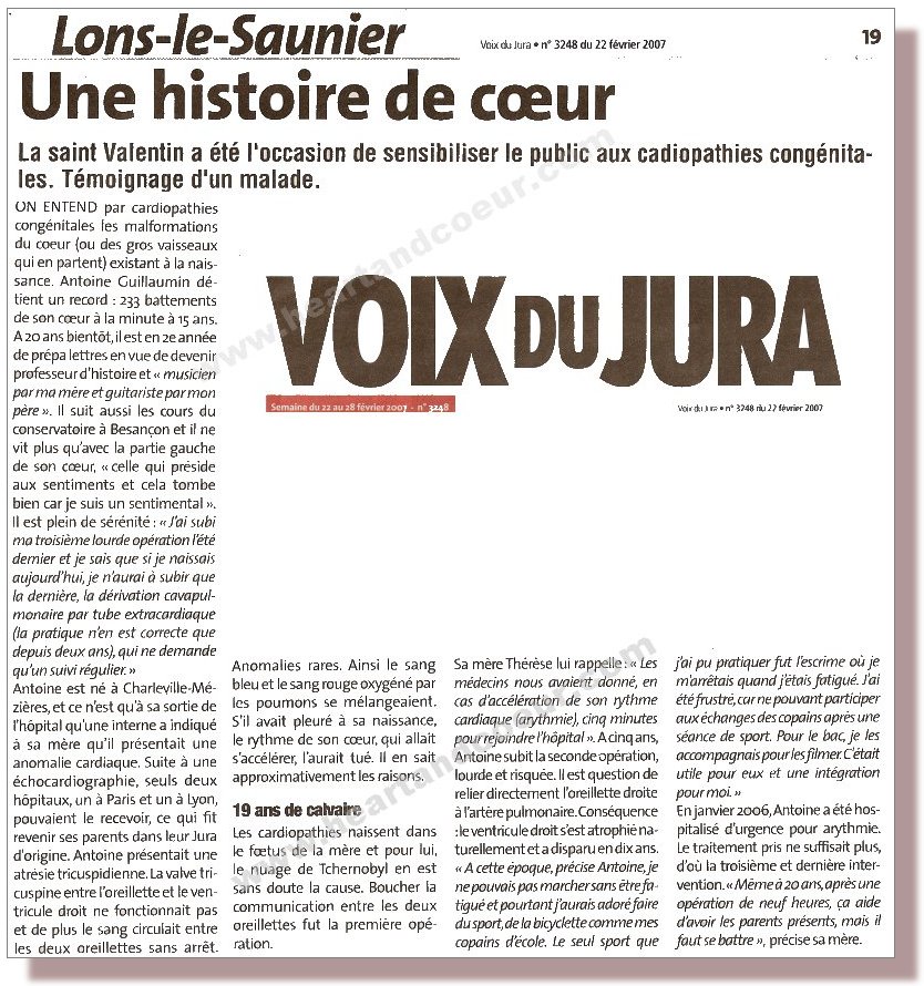 Article paru dans La voix du Jura